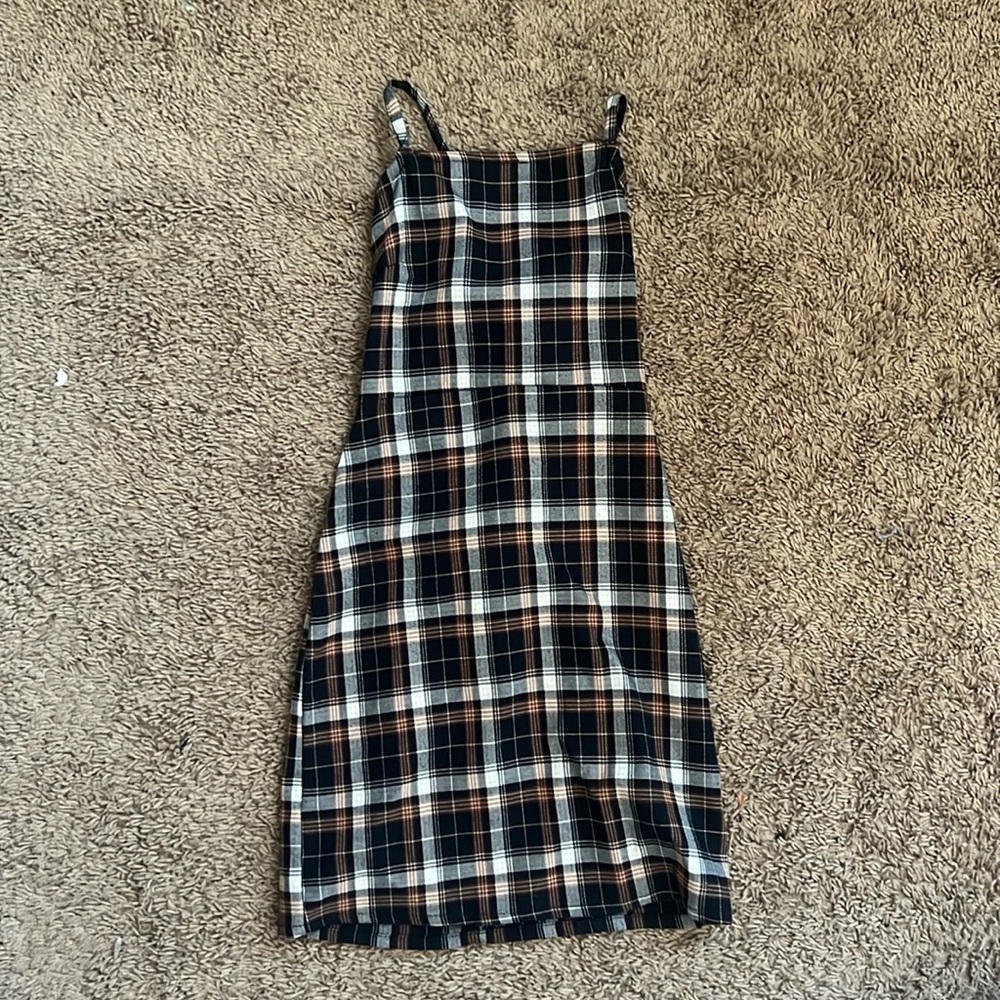 plaid dress backless